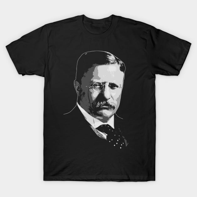 Theodore Roosevelt Black and White T-Shirt by Nerd_art